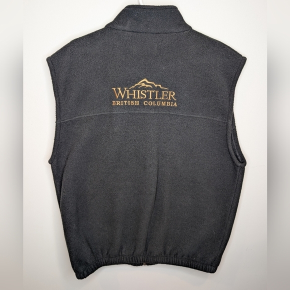 Vintage Whistler Black Fleece Gold Logo Embroidered Zip Up Vest Men's XL - Picture 2 of 9